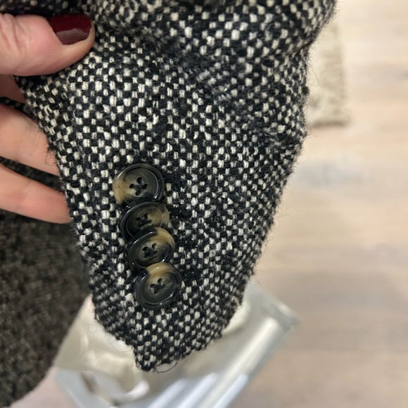 Wool Overcoat J Lindeberg Wolger CL Rock Tweed Top Coat with Leather Accents - Picture 7 of 16